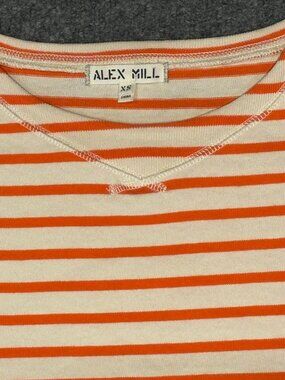 Alex Mill XS Lakeside Long Sleeve Orange Cream Striped Tee